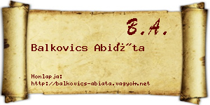 Balkovics Abiáta névjegykártya